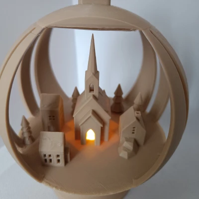 Bóng đèn Giáng sinh với Làng mùa đông & Nhà thờ