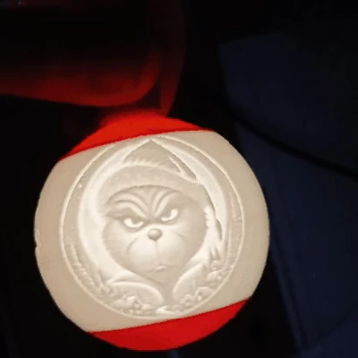 Trang Trí Giáng Sinh Grinch Lithophane Hình Quả Cầu