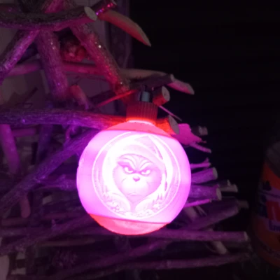 Trang Trí Giáng Sinh Grinch Lithophane Hình Quả Cầu