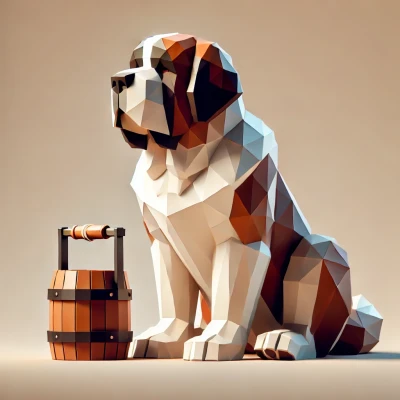 Tượng Chó St. Bernard Phong Cách Low Poly