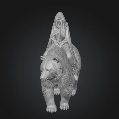 Mô hình Phụ Nữ Cưỡi Gấu 3D