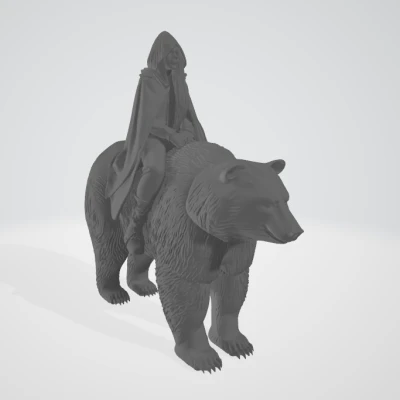 Mô hình Phụ Nữ Cưỡi Gấu 3D