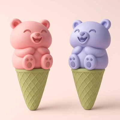 Ly Kem Gấu (Bộ 2 cái) (Nhiều màu)