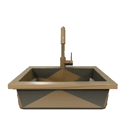 Mô hình bồn rửa chén & vòi nước Low Poly