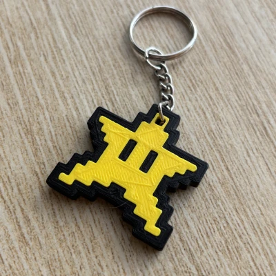 Móc Khóa Ngôi Sao Mario 8-bit Lắp Ghép Không Cần Keo