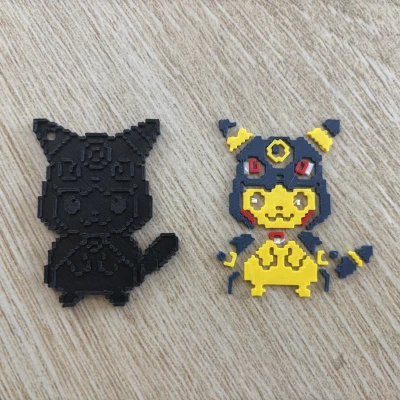 Móc Khóa Pikachu 8-bit Đội Mũ Umbreon Lắp Ghép