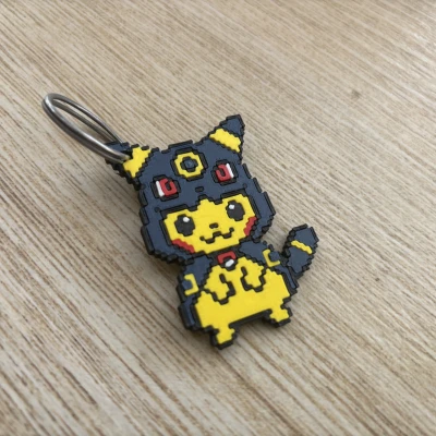 Móc Khóa Pikachu 8-bit Đội Mũ Umbreon Lắp Ghép