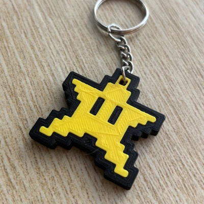 Móc Khóa Ngôi Sao Mario 8-bit Lắp Ghép Không Cần Keo