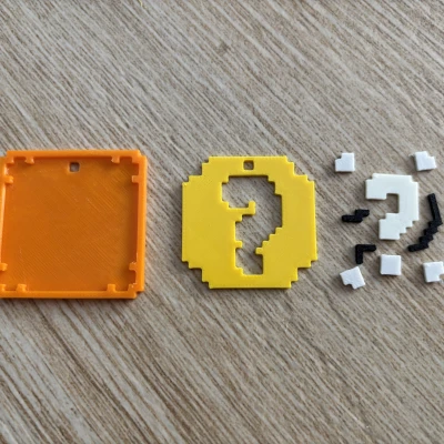 Móc Khóa Mario Lucky Block 8-bit Lắp Ghép Nhiều Phần – Không Cần Keo