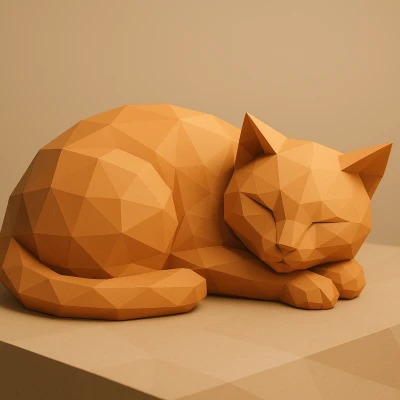 Chú Mèo Low-poly Đang Ngủ