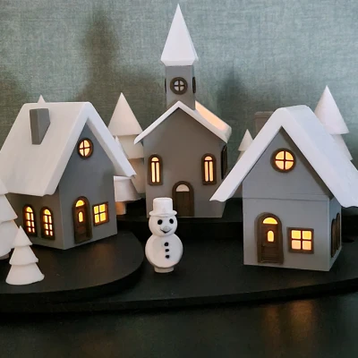 Làng Giáng sinh với Đèn Trà hoặc Đèn LED