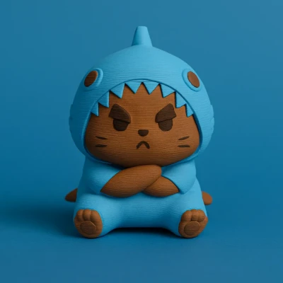 Mèo Cau Có Mặc Đồ Cá Mập (Đa Sắc)