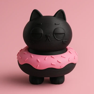 Mèo Ú Nu Trong Bánh Donut (Nhiều Màu)