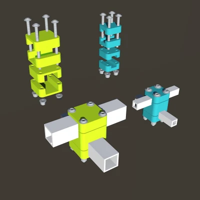 Đầu nối chữ thập chắc chắn cho ống vuông 10/20 mm