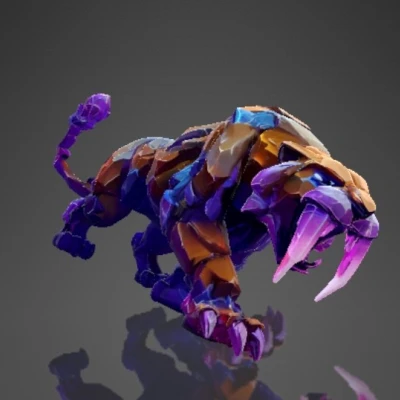 Hổ Răng Kiếm Phong Cách Lowpoly