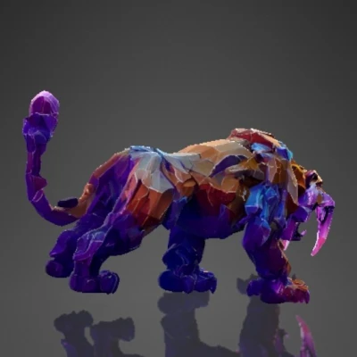 Hổ Răng Kiếm Phong Cách Lowpoly