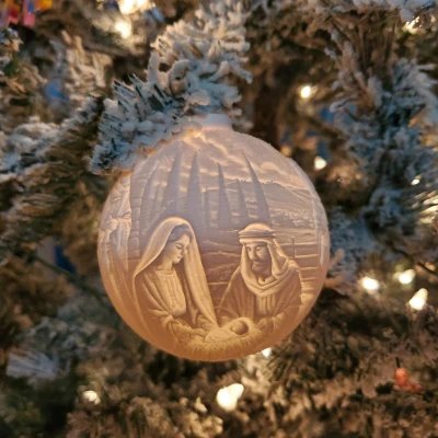 Đồ Trang Trí Giáng Sinh Phát Sáng - Cảnh Chúa Giáng Sinh và Ông Già Noel