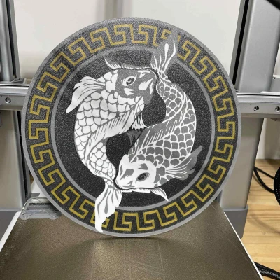 Đĩa Treo Tường 2D "Cá Chép Âm Dương"