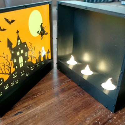 Hộp đèn LED với phong cảnh Halloween thay đổi được