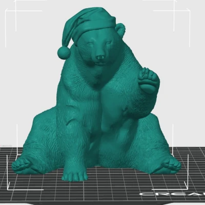 Gấu Bắc Cực Thân Thiện Đội Mũ Santa