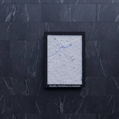 Marseille, Cité Radieuse (Le Corbusier), Pháp - Mô hình thu nhỏ 3D