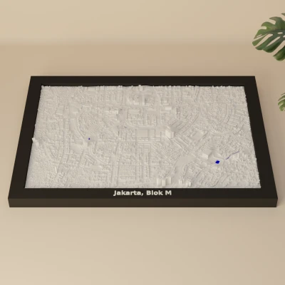 Mô hình thu nhỏ địa hình Jakarta, Blok M, Indonesia - In 3D