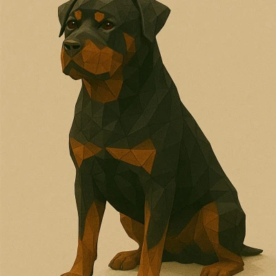 Tượng Chó Rottweiler Phong Cách Low Poly