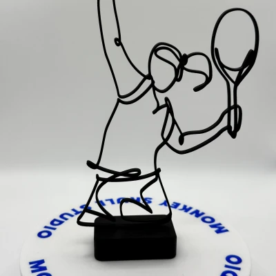 Tượng Nghệ Thuật Đường Nét Cú Giao Bóng Tennis Nữ