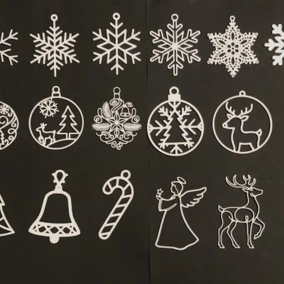 Bộ Đồ Trang Trí Giáng Sinh 3D – Sao, Tuyết, Chuông & Cây Thông