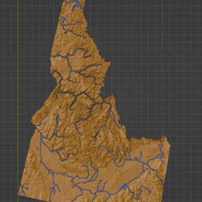 Bản đồ Địa hình Bang Idaho, Hoa Kỳ (ID) có Đặc điểm Thủy văn