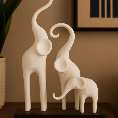 Tượng Gia Đình Voi Phong Cách Tối Giản