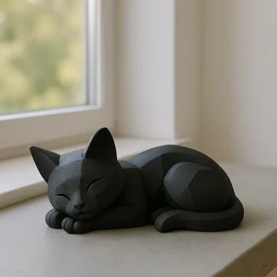 Mèo Ngủ Phong Cách Low-Poly