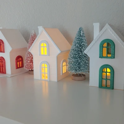Nhà Làng Giáng Sinh In 3D – Đèn Trang Trí (Không Cần Hỗ Trợ!)