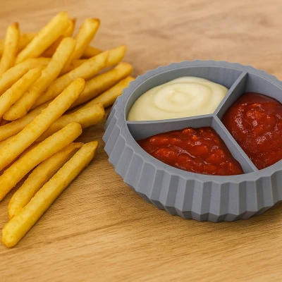 Hũ Đựng Sốt 3 Ngăn Cho Khoai Tây Chiên và Đồ Ăn Vặt