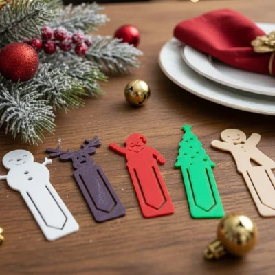 Bookmark Giáng Sinh – Ông Già Noel, Bánh Gừng, Cây Thông, Tuần Lộc & Người Tuyết