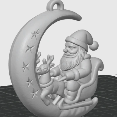 Ông Già Noel Trên Trăng Lưỡi Liềm – Đồ Trang Trí Lễ Hội