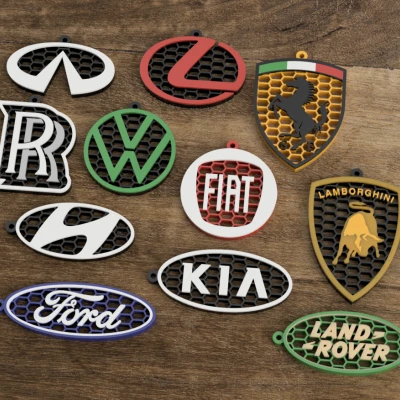 Móc khóa kiểu tổ ong có logo thương hiệu xe hơi. Phần 3