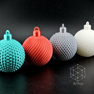 Bộ 4 Quả Cầu Trang Trí (Chấm Bi, Xoắn Ốc, Lưới, Trơn/Da Mờ)