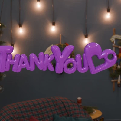 Móc Khóa "Cảm Ơn" Đính Kèm Trái Tim - Lời Tri Ân 3D