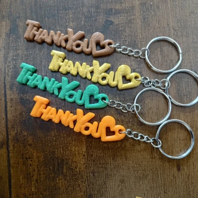 Móc Khóa "Cảm Ơn" Đính Kèm Trái Tim - Lời Tri Ân 3D