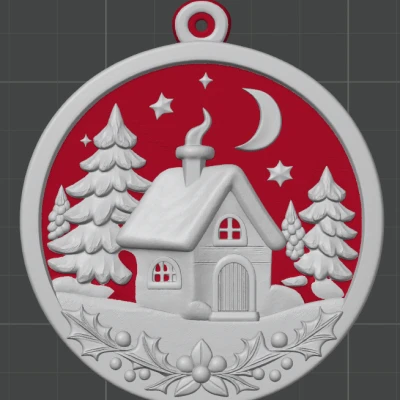 Mô Hình Trang Trí Nhà Tuyết Mùa Đông Cho Cây Thông Noel STL