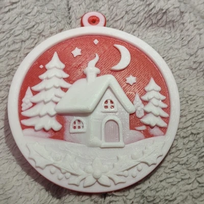 Mô Hình Trang Trí Nhà Tuyết Mùa Đông Cho Cây Thông Noel STL