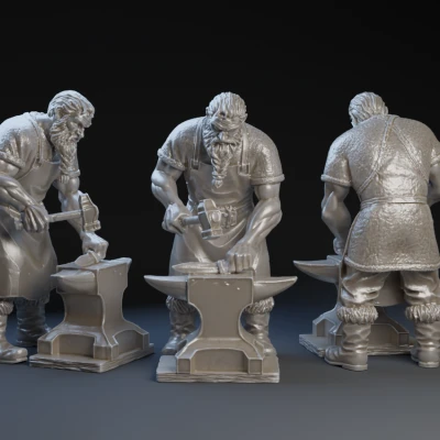 Mô hình 3D: Thợ Rèn trong Cảnh Chúa Giáng Sinh Kiểu Bắc Âu