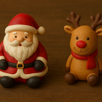 Tượng Ông Già Noel và Tuần Lộc Rudolph/Christmas statuette of Santa Claus and Rudolph the reindeer