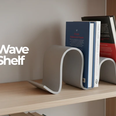 Kệ Sách WaveShelf - Phong Cách Sóng Biển Hiện Đại