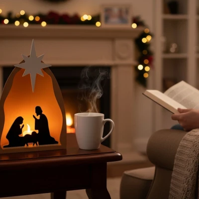 Mô Hình Cảnh Chúa Giáng Sinh Tối Giản Có Vòm Ánh Sáng