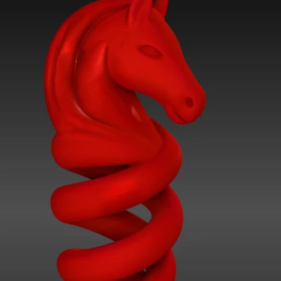 Mặt Dây Chuyền / Móc Khóa Hình Ngựa Xoắn Ốc – Mẫu In 3D Nghệ Thuật