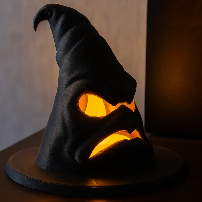 Mũ Phù Thủy Halloween Mặt Khó Tính - Đèn LED Tealight