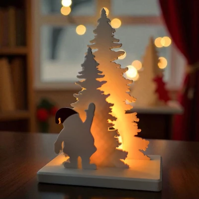 Mô hình trang trí Ông Già Noel với giá đỡ nến LED