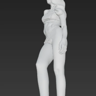 Vợt Casual Woman 3D In Được Hình Nữ Tính Với Quần Jeans Và Áo Crop Top